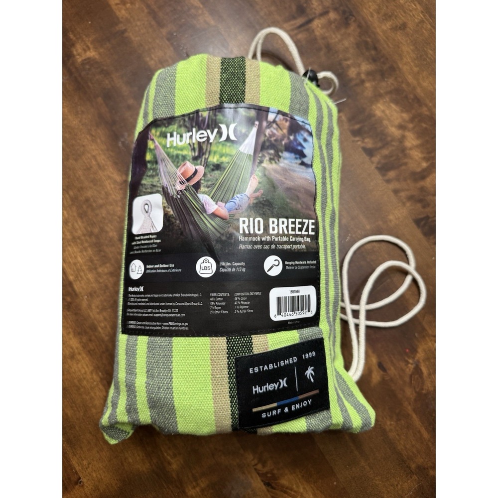 HURLEY Rio Breeze Hammock With Portable Carrying Bag New (X2 Hommocks)